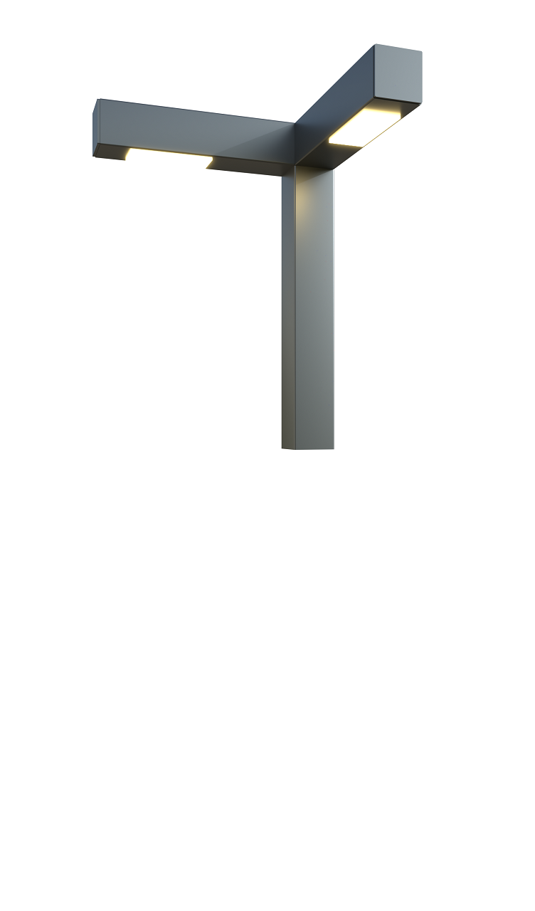 Square LED pole 16 ft. Berlin OD 4x4 (Aluminum+powder coating) Two sides 180W 24300Lm